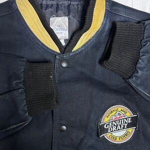 Vintage Miller Genuine Draft Jacket Men's Size Medium Black with  Suede Accents